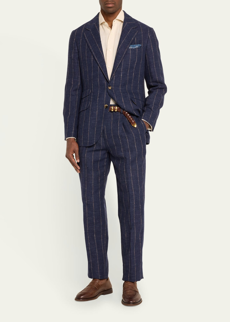 Brunello Cucinelli Men's Striped Linen-Blend Suit outlook