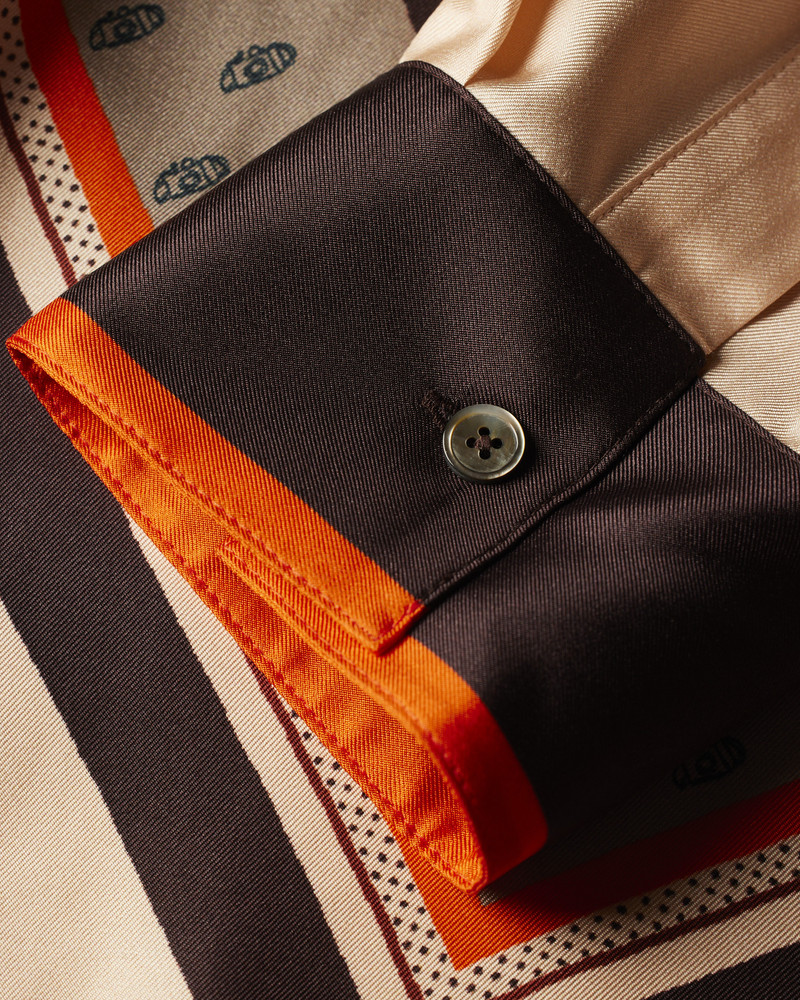 Women's Orange 'Travel Scarf' Silk Shirt 7