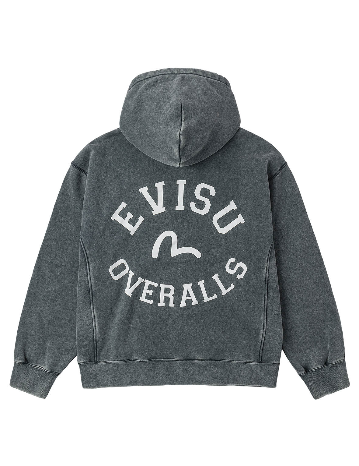 Washed Seagull and Logo Print Relax Fit Hoodie - 12