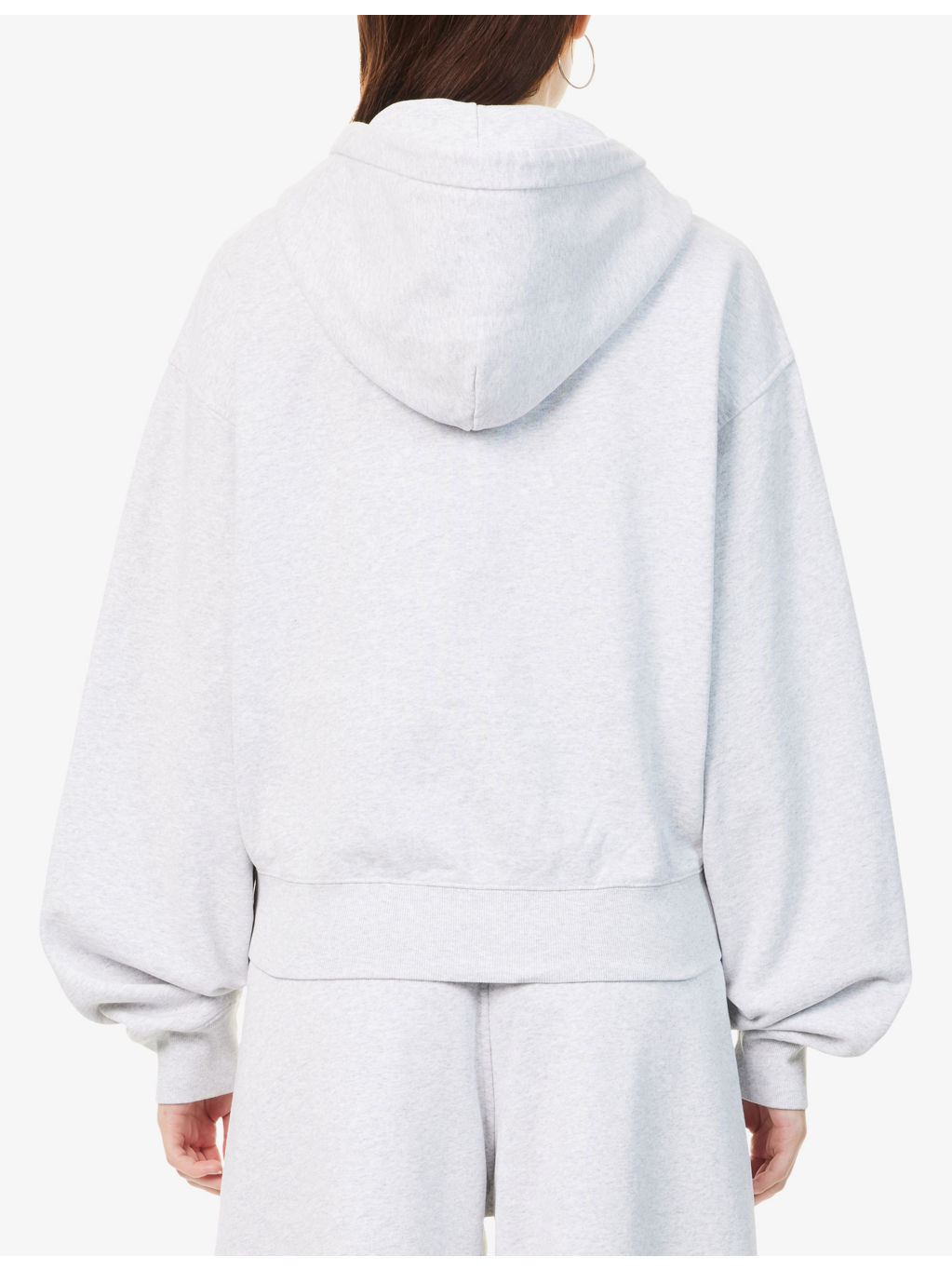 Rhinestone Drawcord Cropped Cotton-Jersey Hoodie - 4
