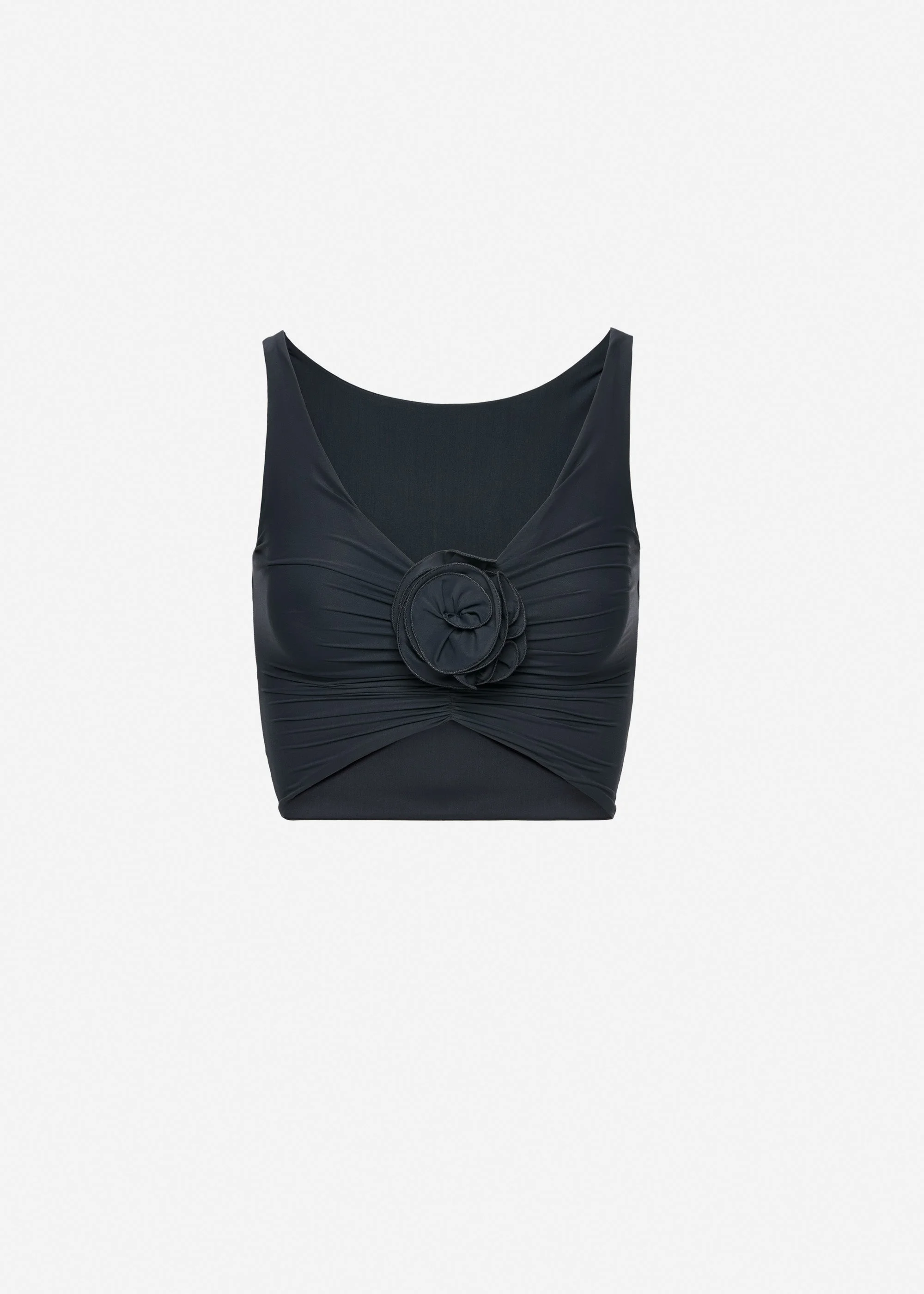 Ruched flower swim top in grey - 1