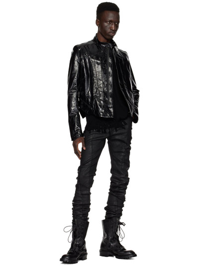 Julius Black Coated Leather Jacket outlook