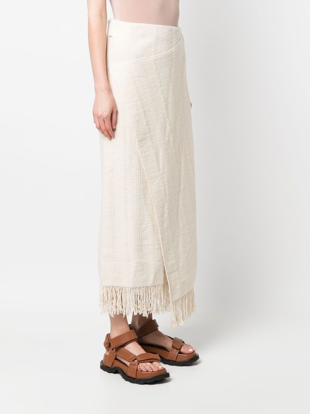 fringed wrap-effect midi skirt - 3