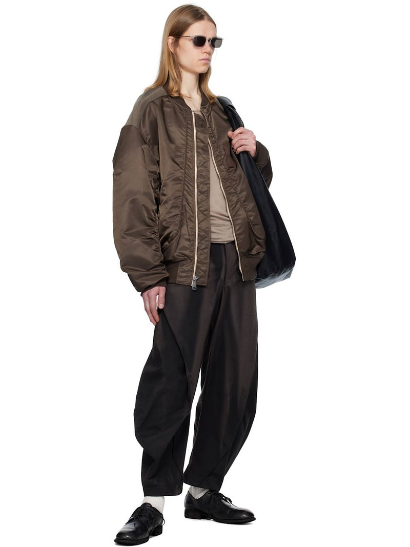 JiyongKim Black Sun-Bleached Curved Drawcord Trousers outlook