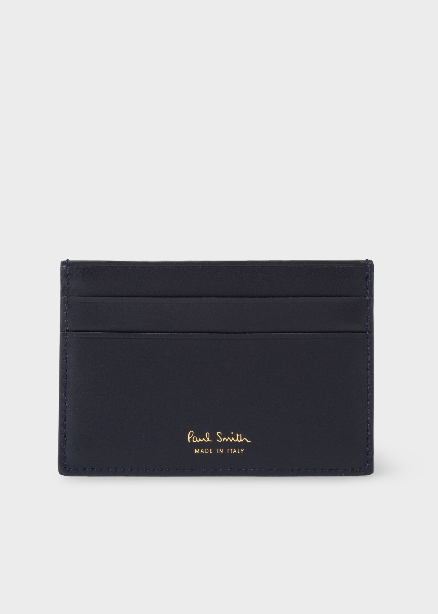 Navy Calf Leather Monogrammed Card Holder - 4