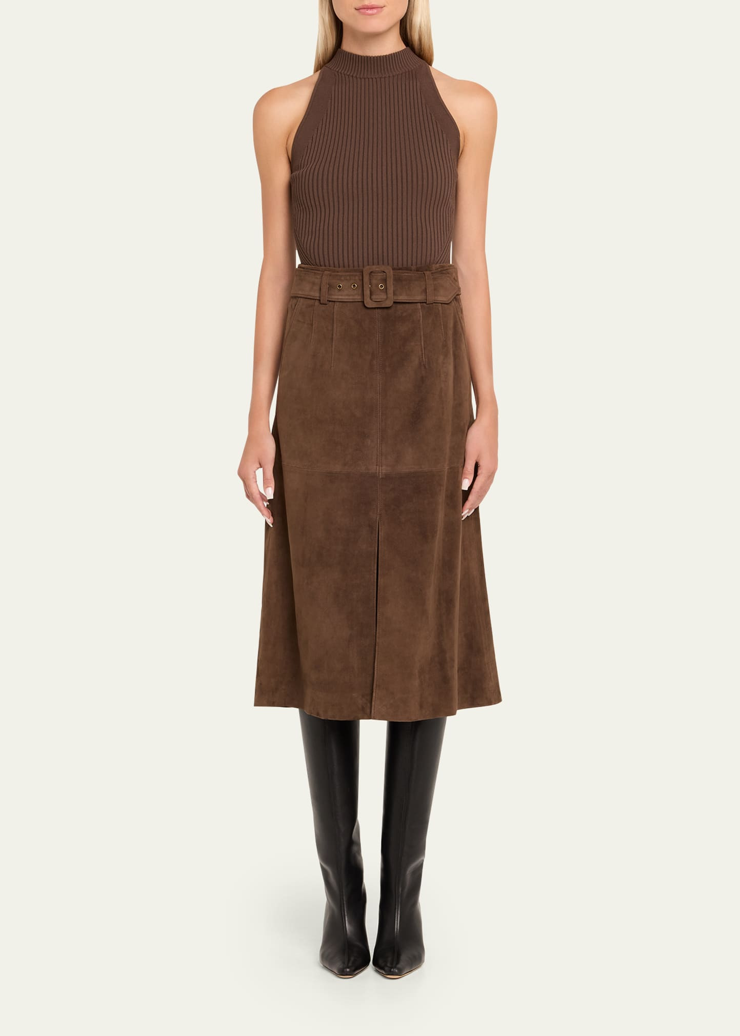 Alexie Suede Midi Skirt - 2