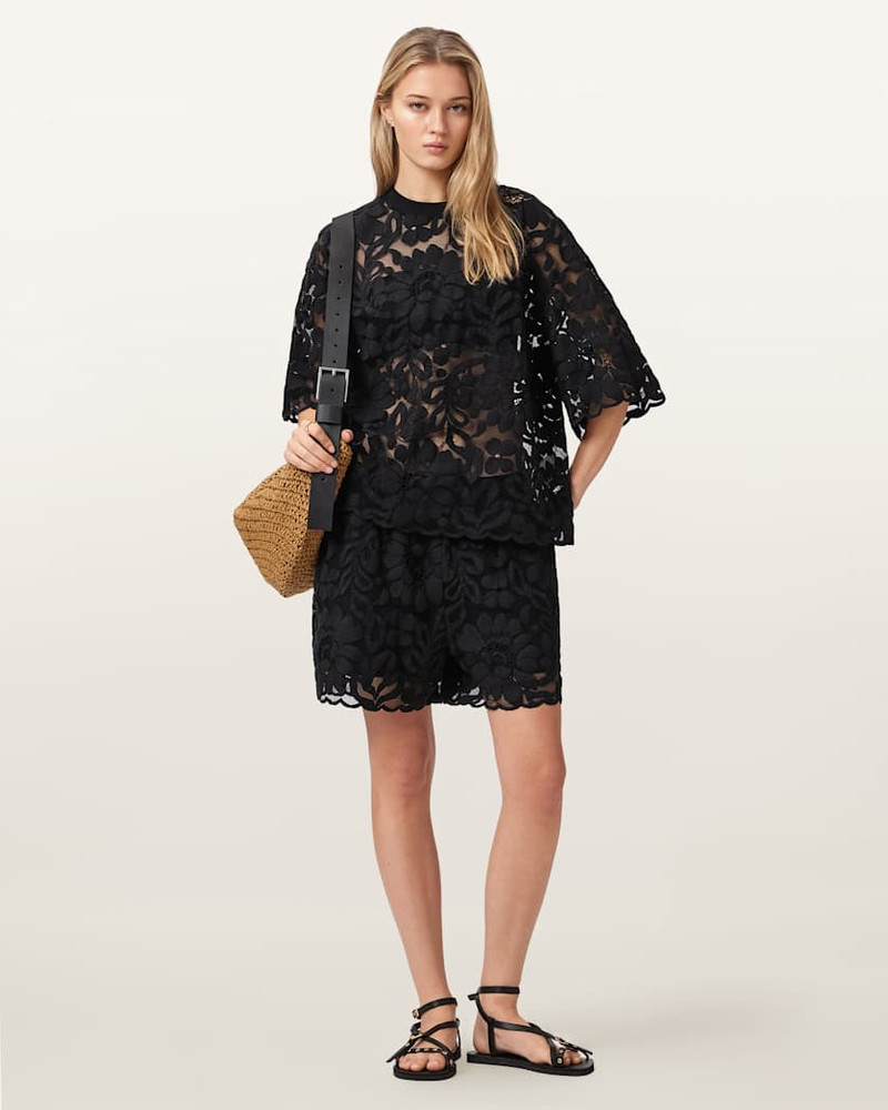ALLSAINTS AMELIE MID RISE RELAXED LACE SHORTS outlook