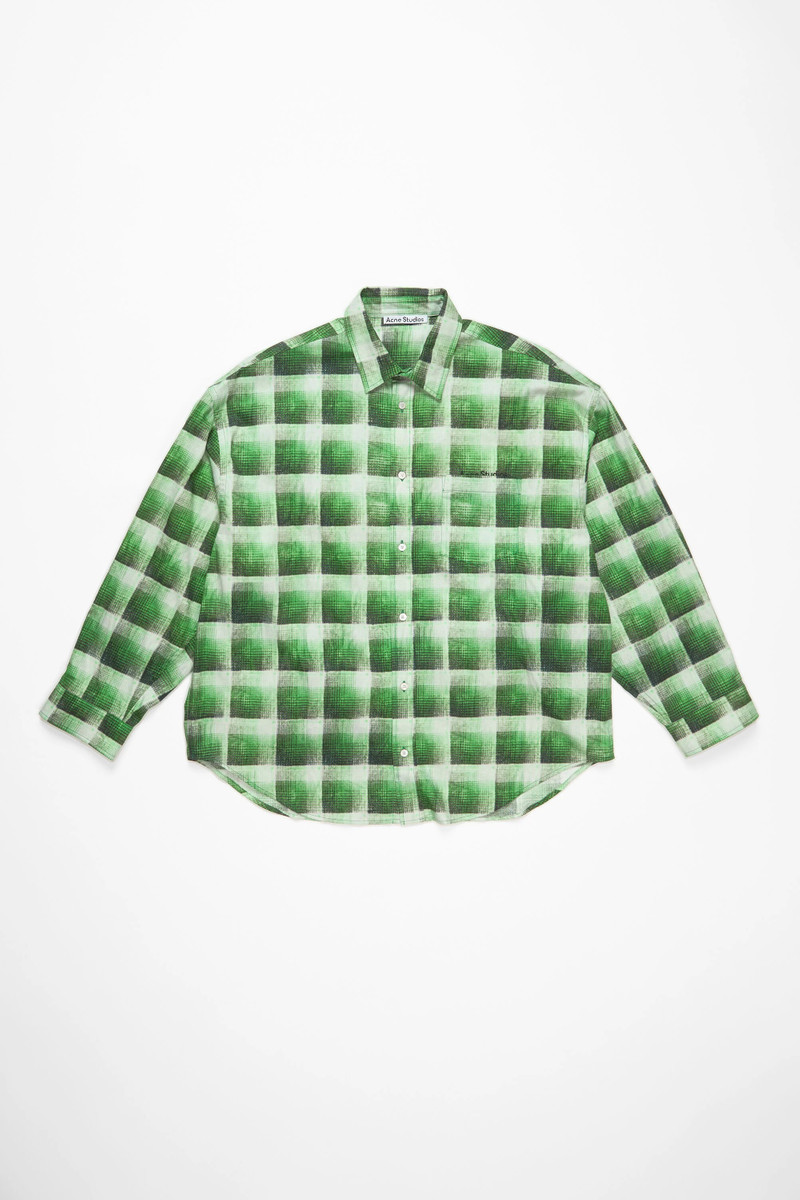 Check button-up shirt - Green - 1