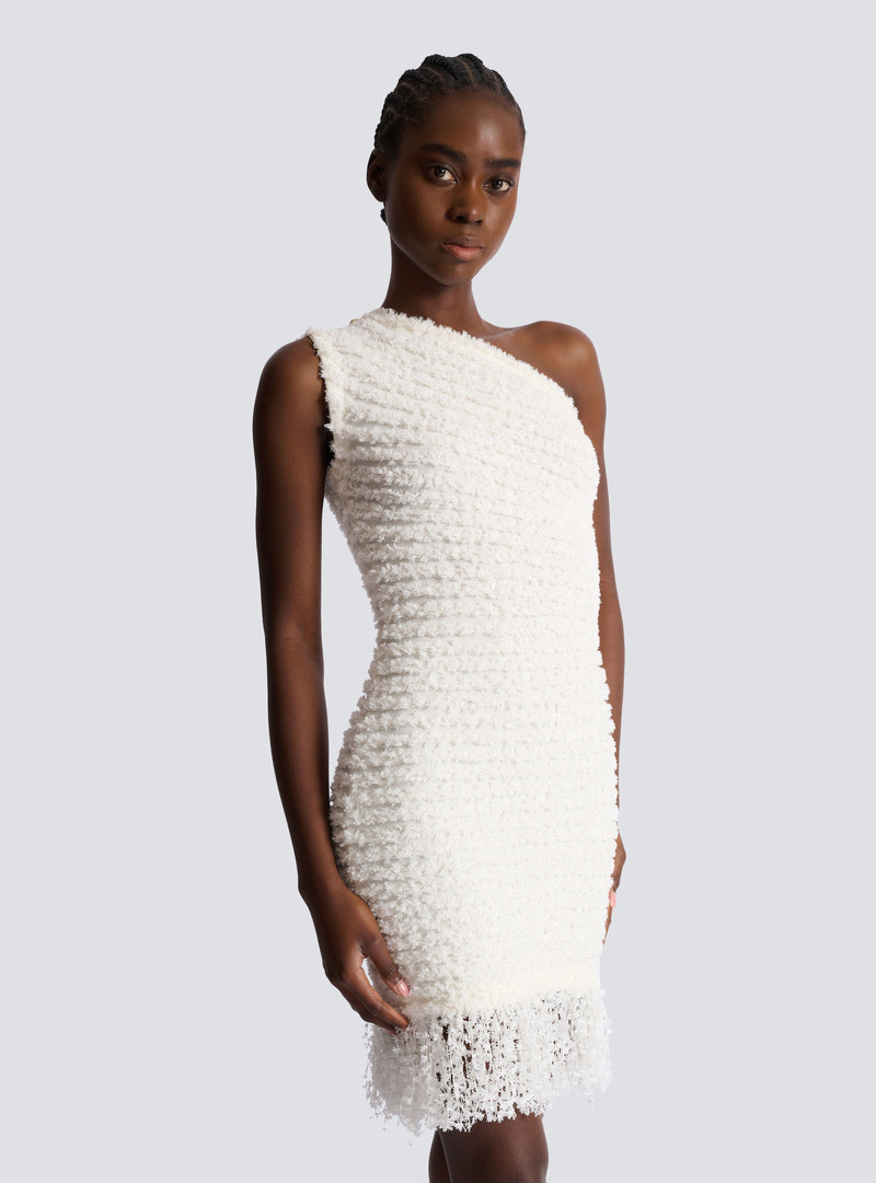 Dotted tweed one-shoulder dress 6