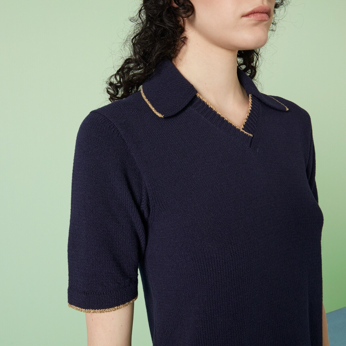Knit cotton blend polo dress - 3