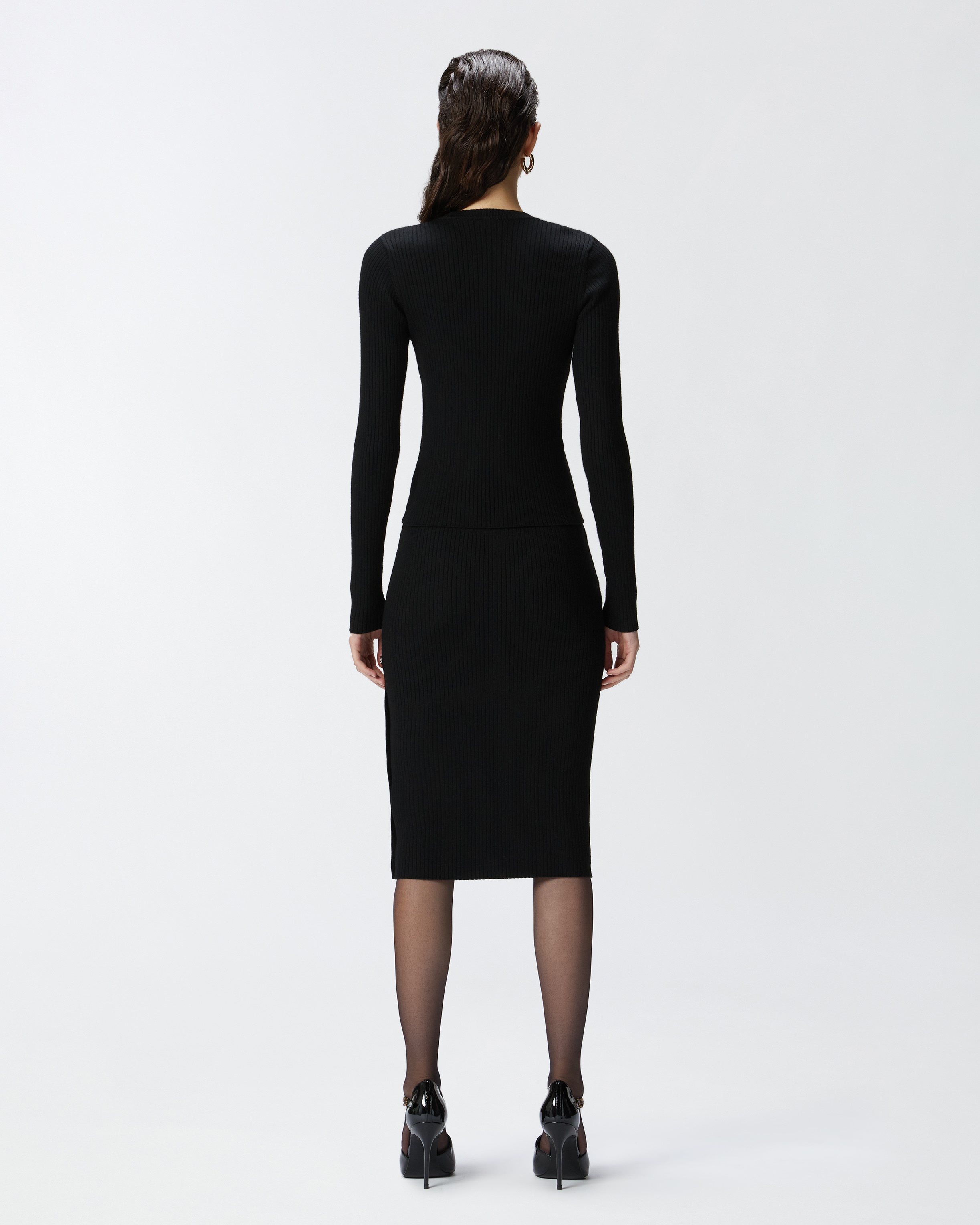 LONG-SLEEVED RIBBED WOOL SWEATER - 4