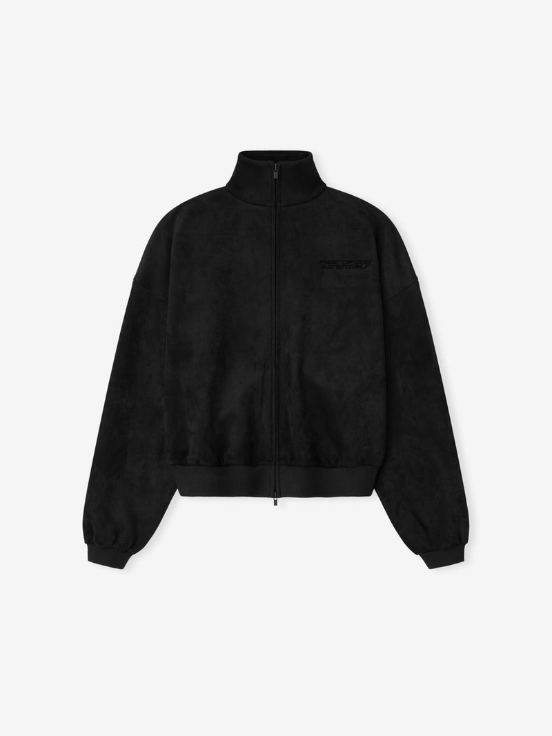 Womens Suede Fleece Vintage Track Jacket - 1