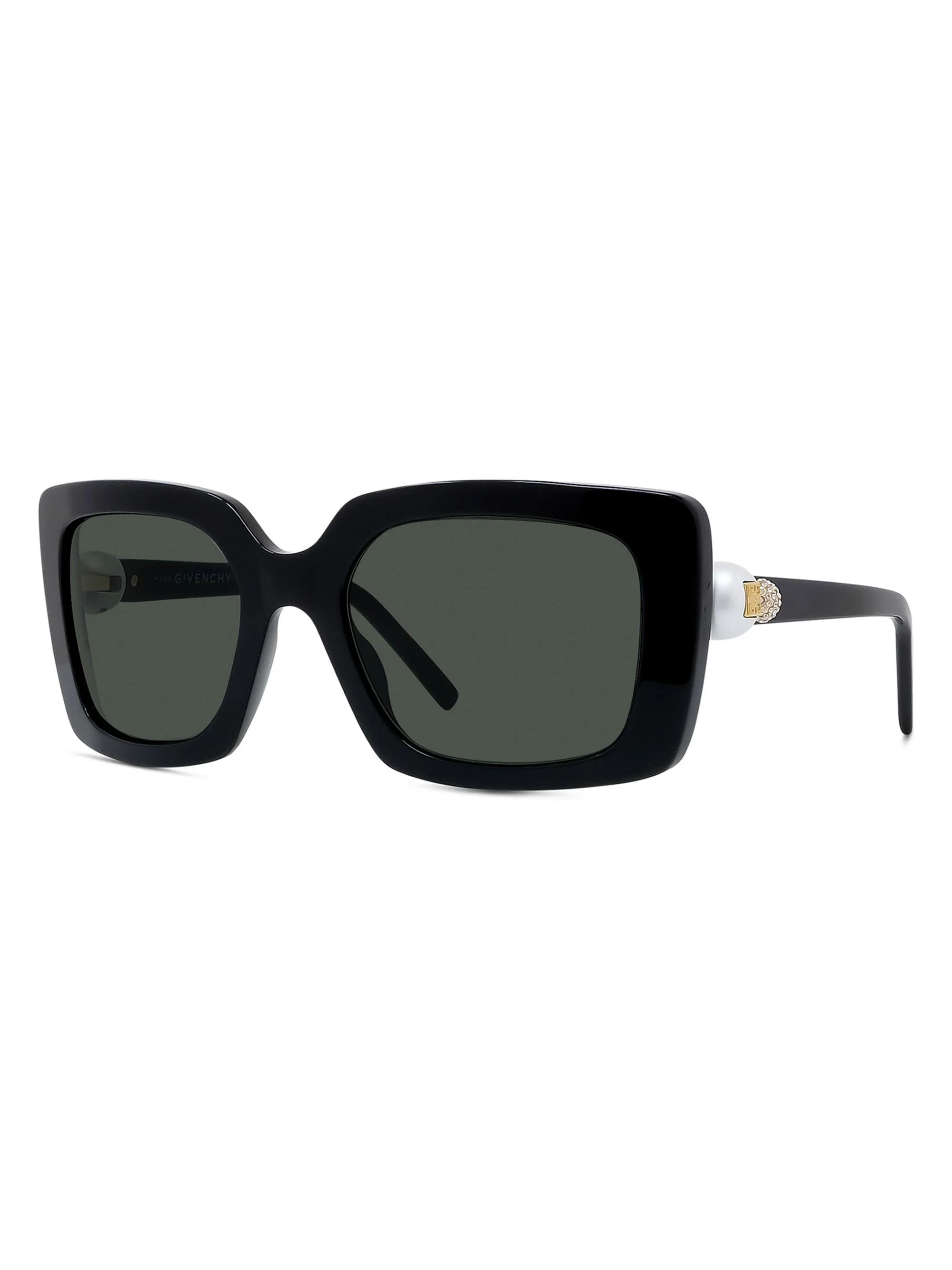 Women's Pearl 54MM Square Sunglasses - Shiny Black Light Green - 1