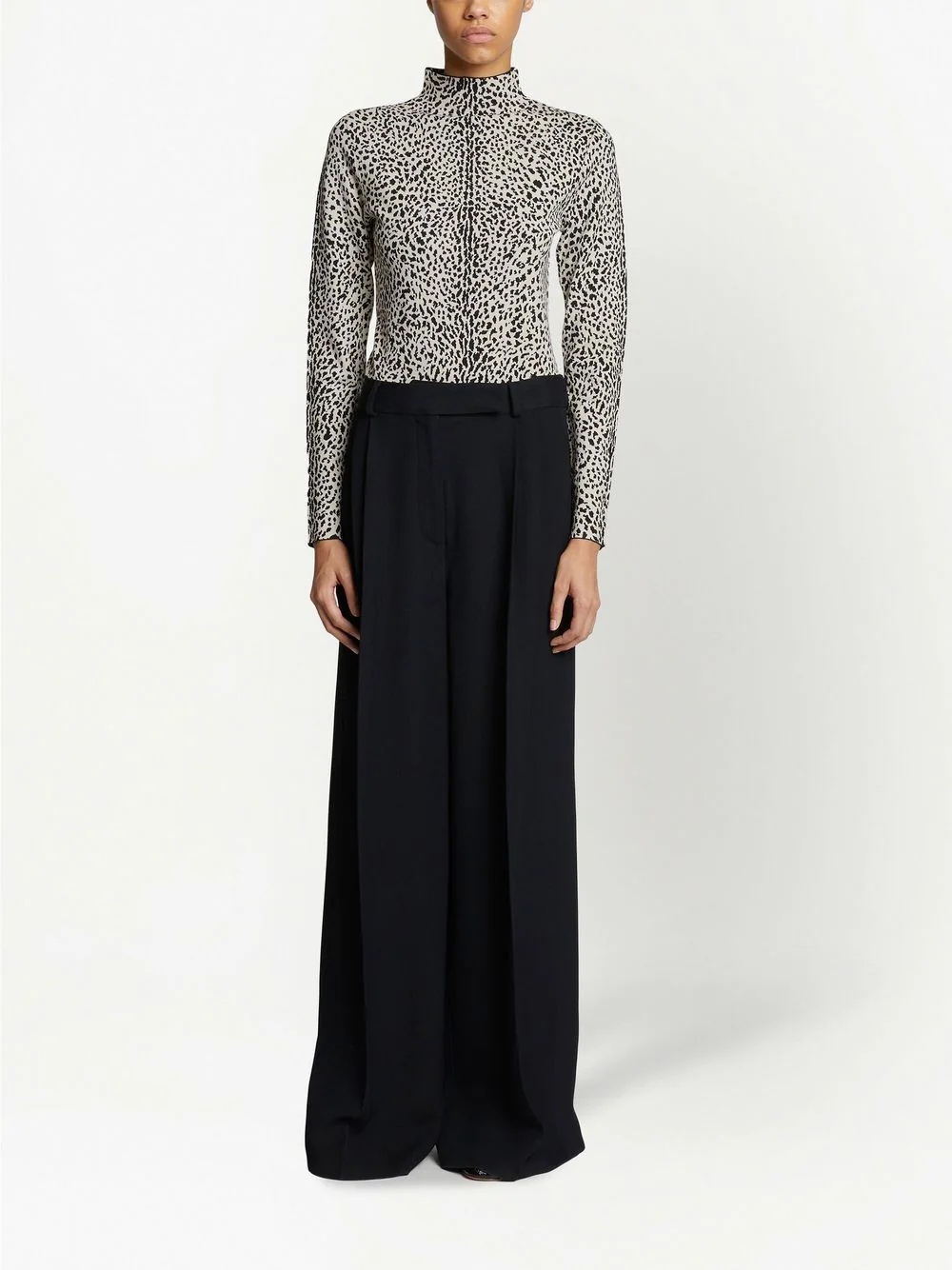 leopard print mock neck jumper - 2