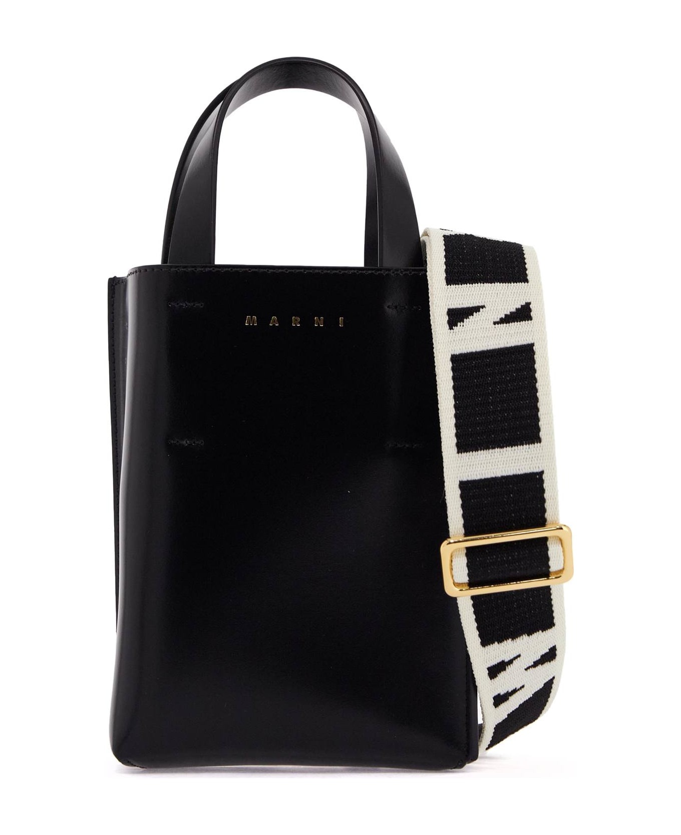 【MARNI】Museo Nano Top Handle Tote Bag Museo Nano Bag in brown and black leather | Marni