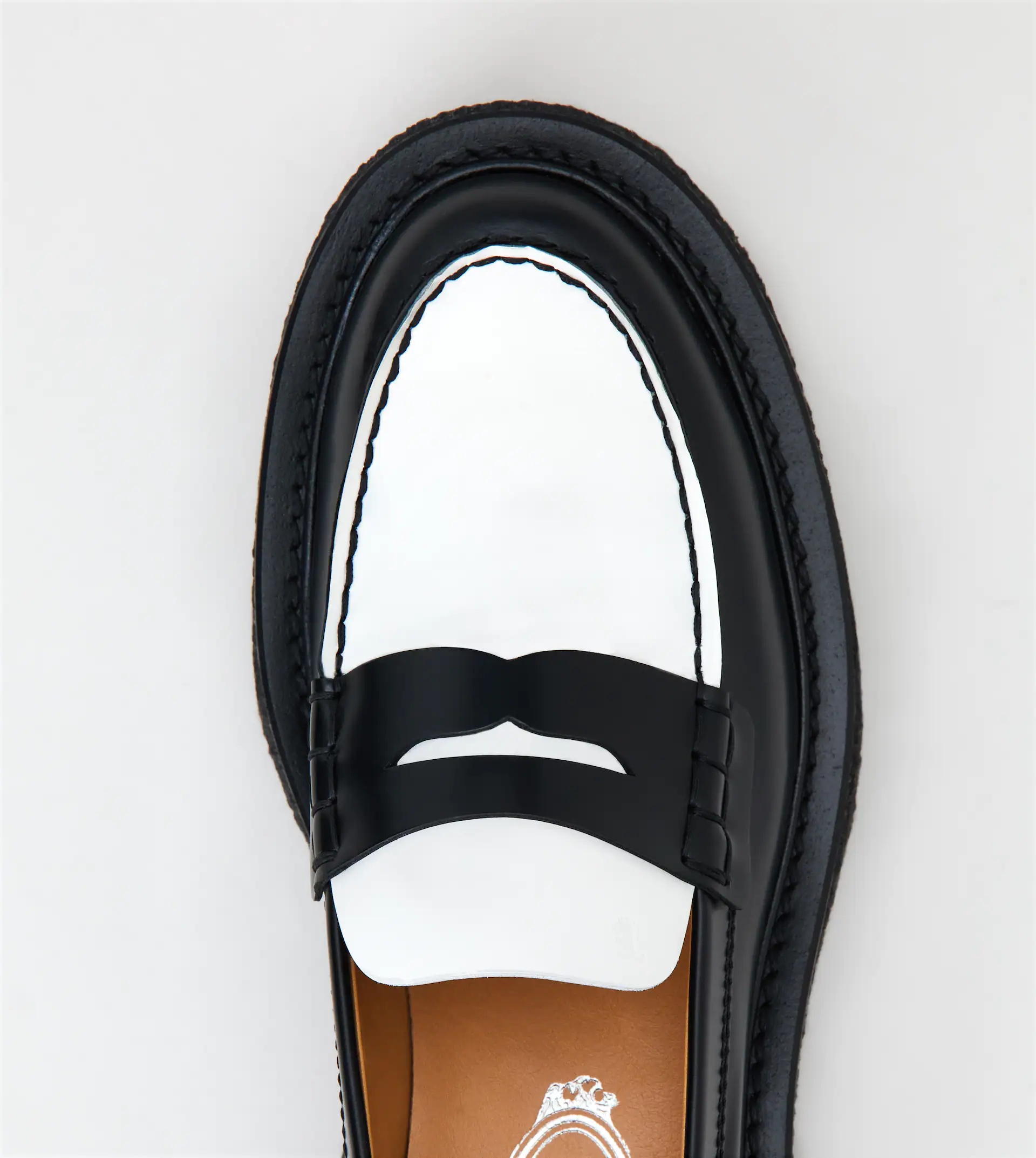 PLATFORM LOAFERS IN LEATHER - BLACK, WHITE - 5