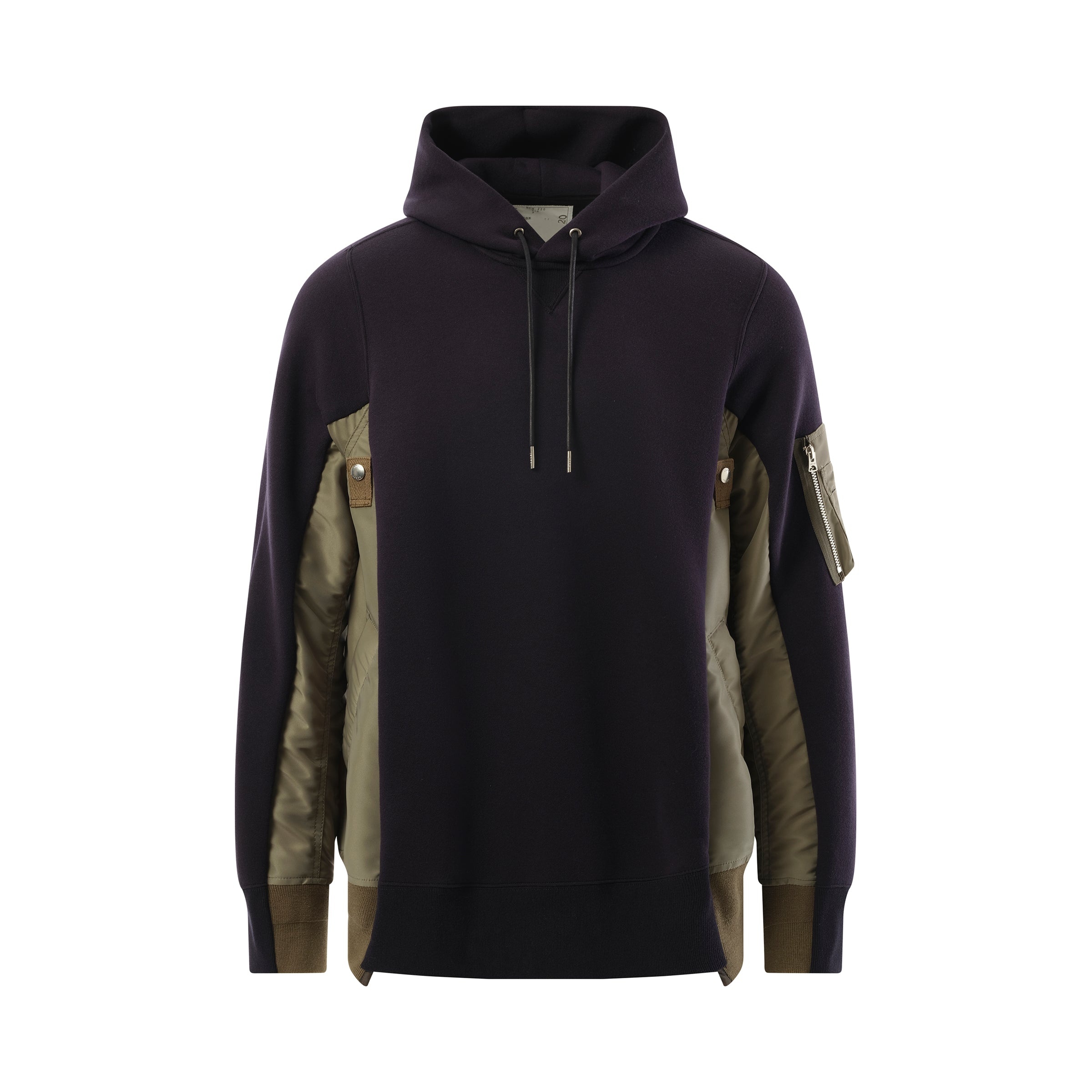 Sponge Sweat Nylon Twill Hoodie in Navy/Khaki - 2