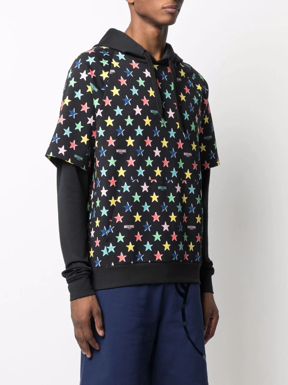 star-print layered hoodie - 3