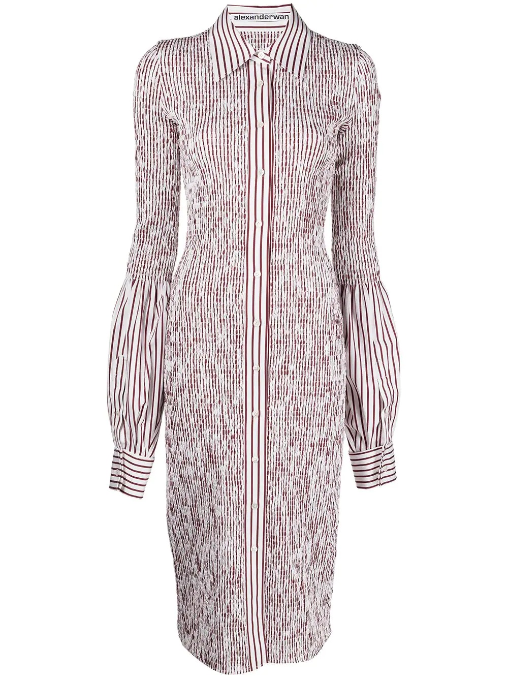 ruched stripe-print shirt dress - 1