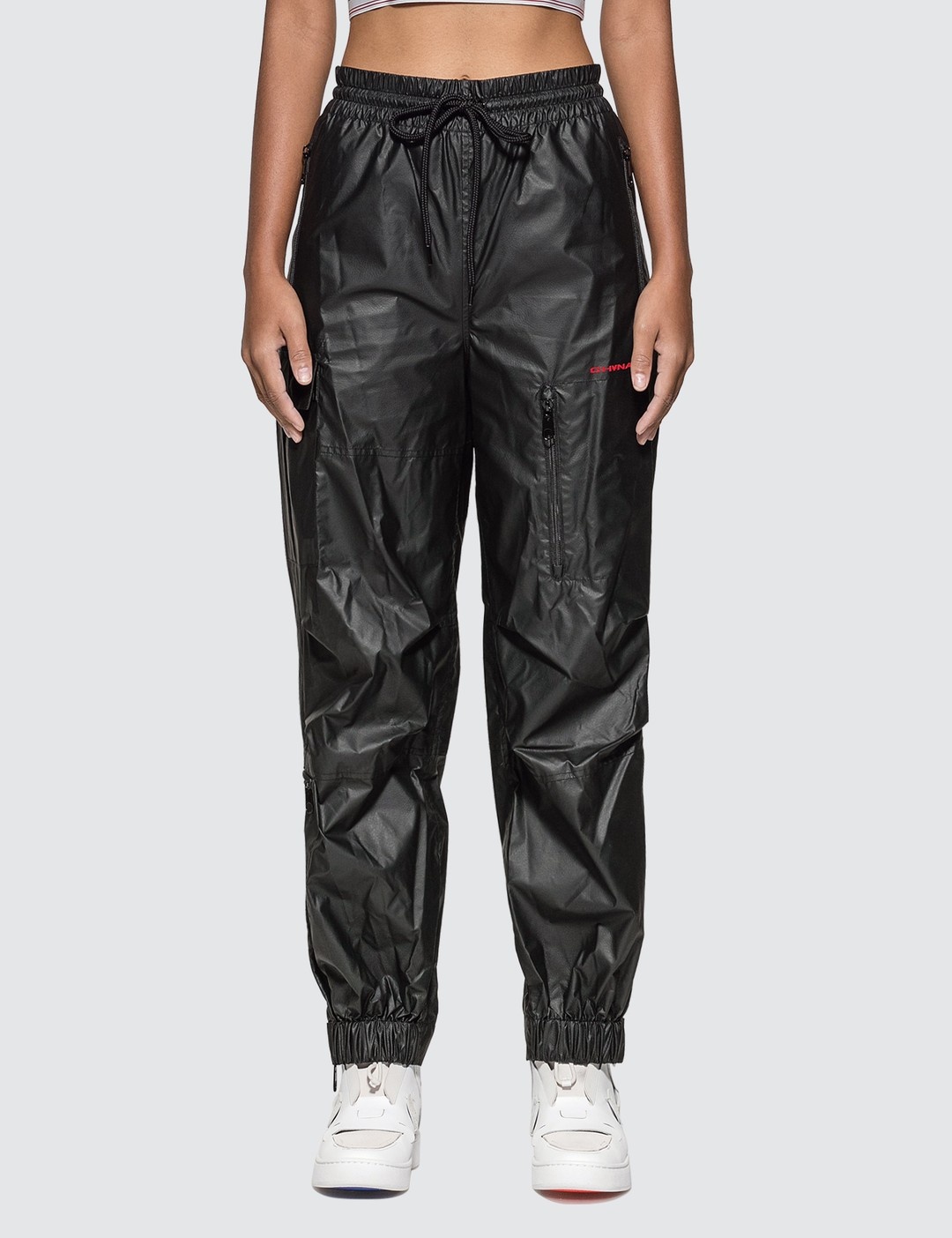 CHYNATOWN PLEATHER NYLON TRACK PANTS - 1