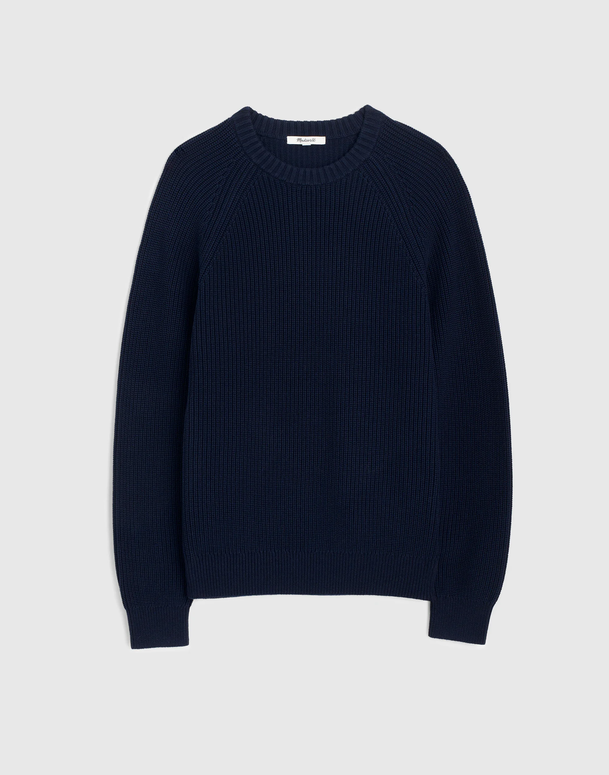 Cotton Shaker-Stitch Crewneck Sweater - 1