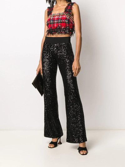 Balmain tartan-pattern tweed sleeveless top outlook