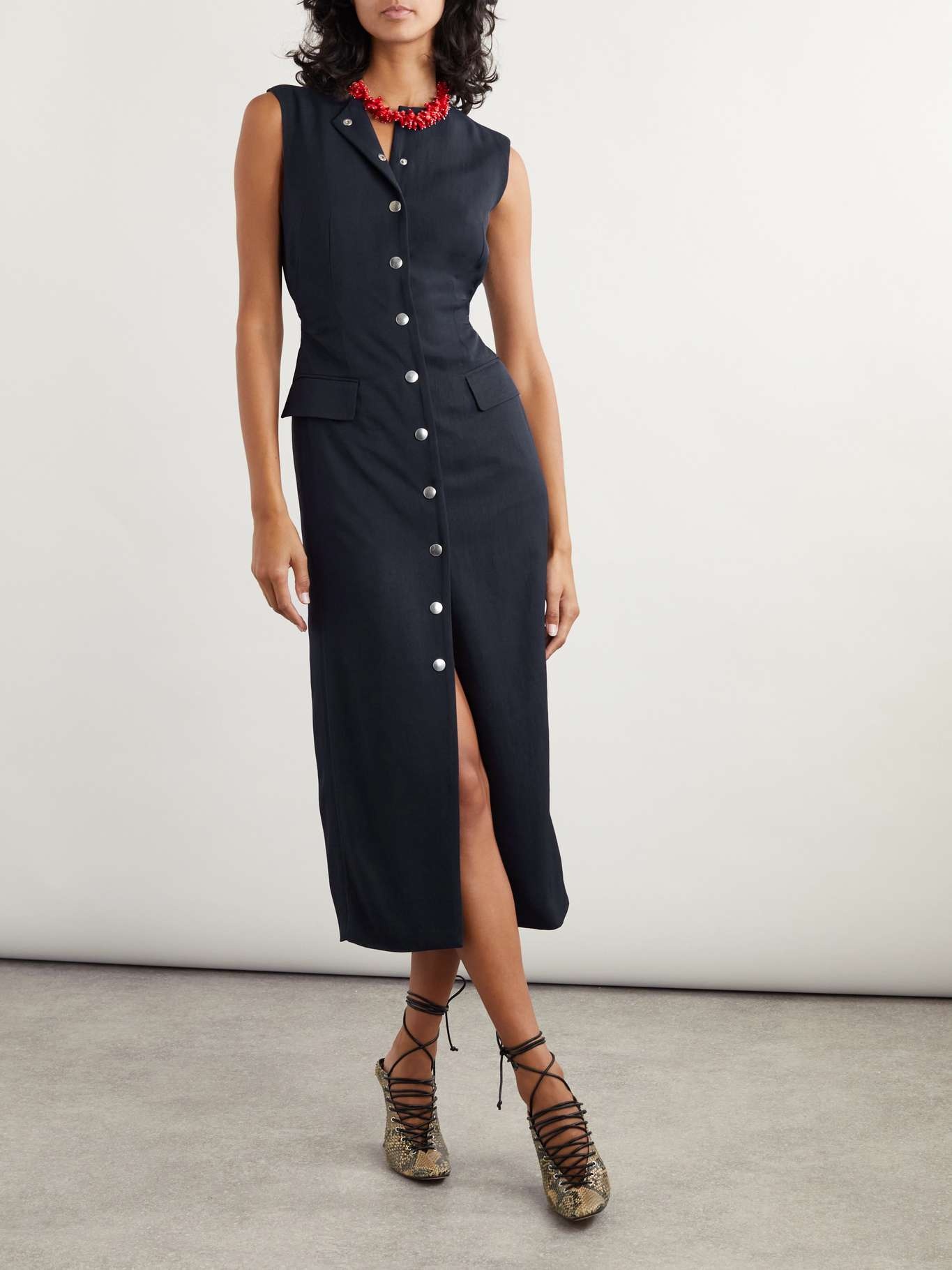 Twill midi dress Navy - 2