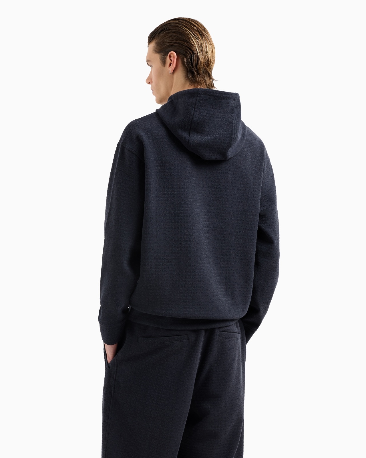 ASV JERSEY-LYOCELL BLEND HOODED SWEATSHIRT WITH ALL-OVER LETTERING - 3