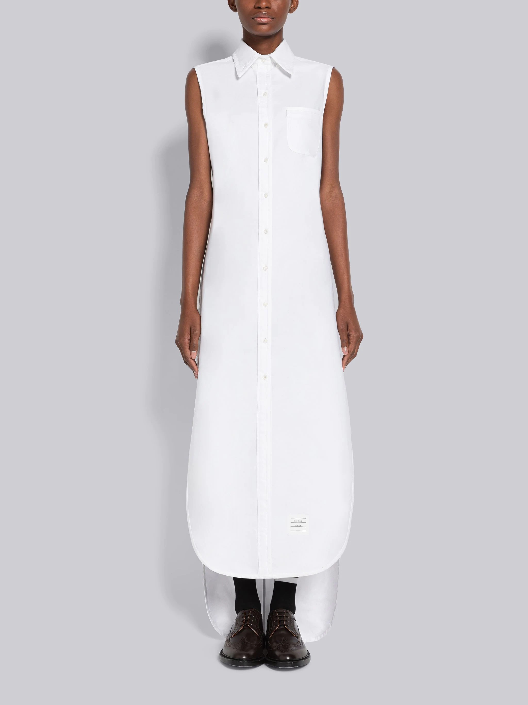 Oxford Sleeveless Back Stripe Shirtdress - 1