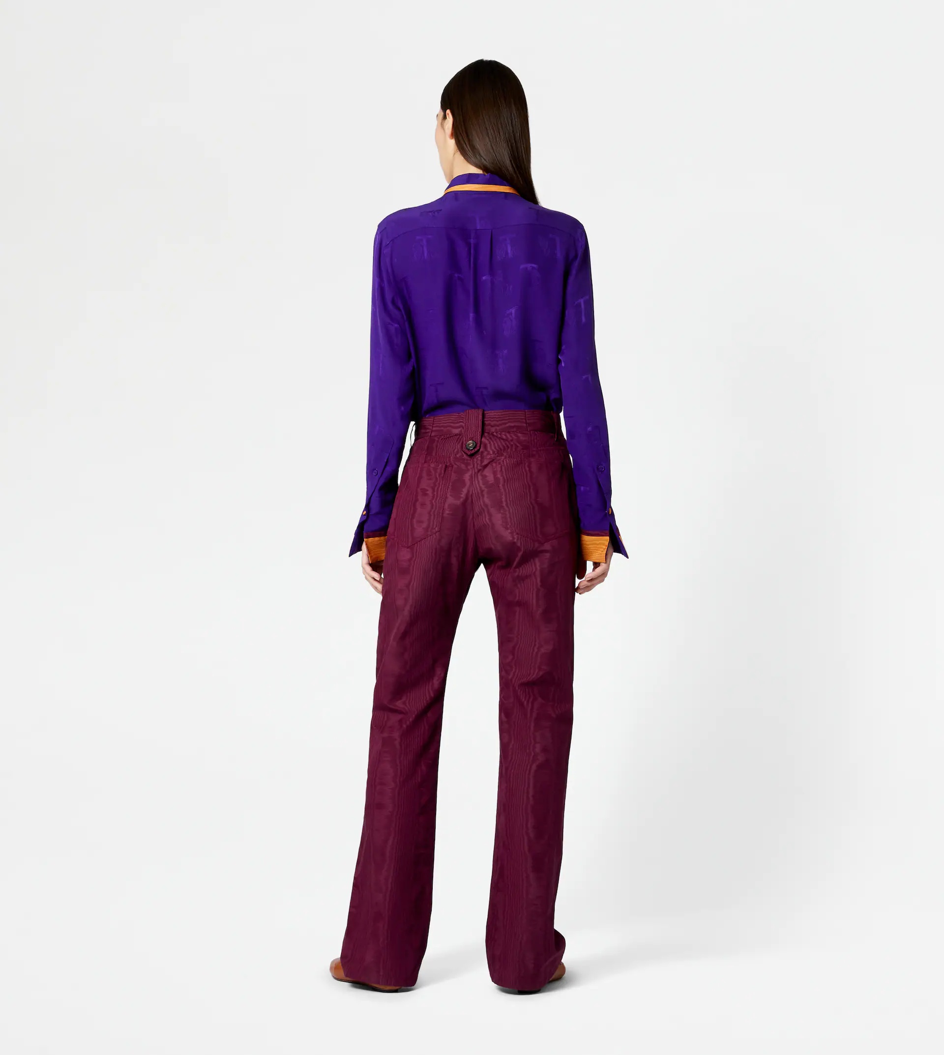 MOIRÉ TROUSERS - BURGUNDY - 3