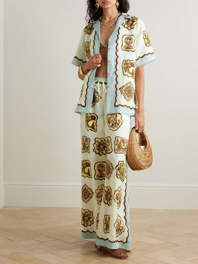 ALÉMAIS Relic printed linen wide-leg pants outlook