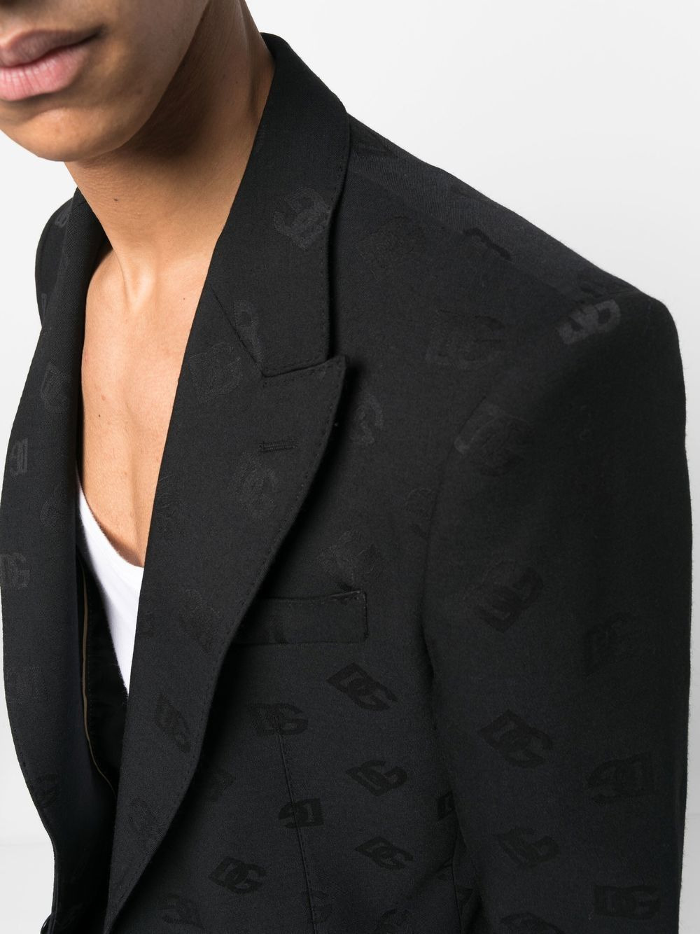 logo-jacquard single-breasted blazer - 5