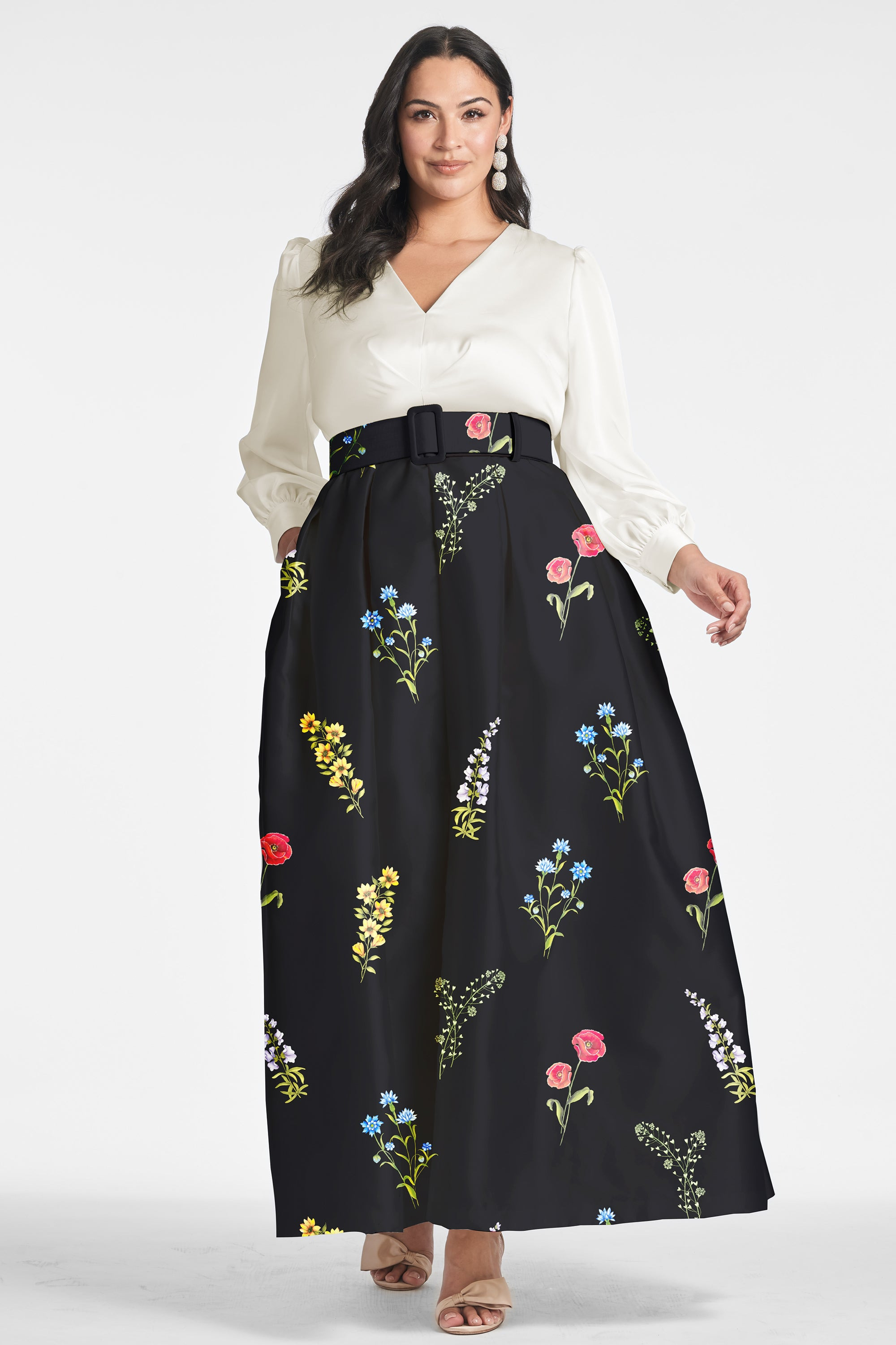Zoe Gown - Off White/Noir Bouquet - 5