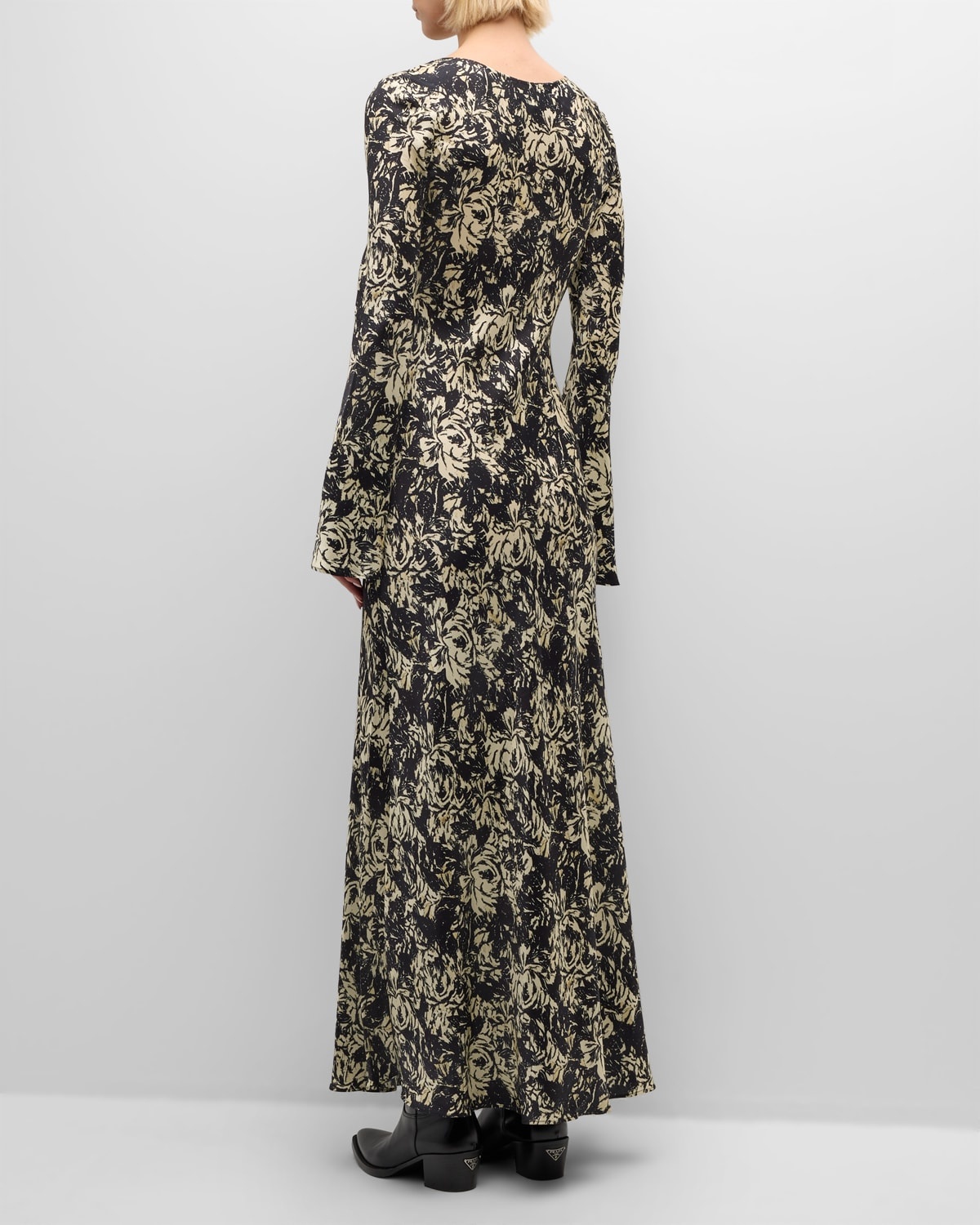 Floral Satin Maxi Dress - 4