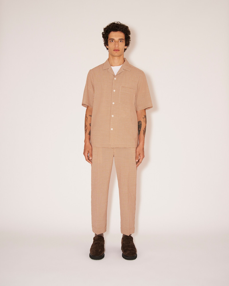 Nanushka BODIL - Vichy-seersucker shirt - Brown&Creme outlook