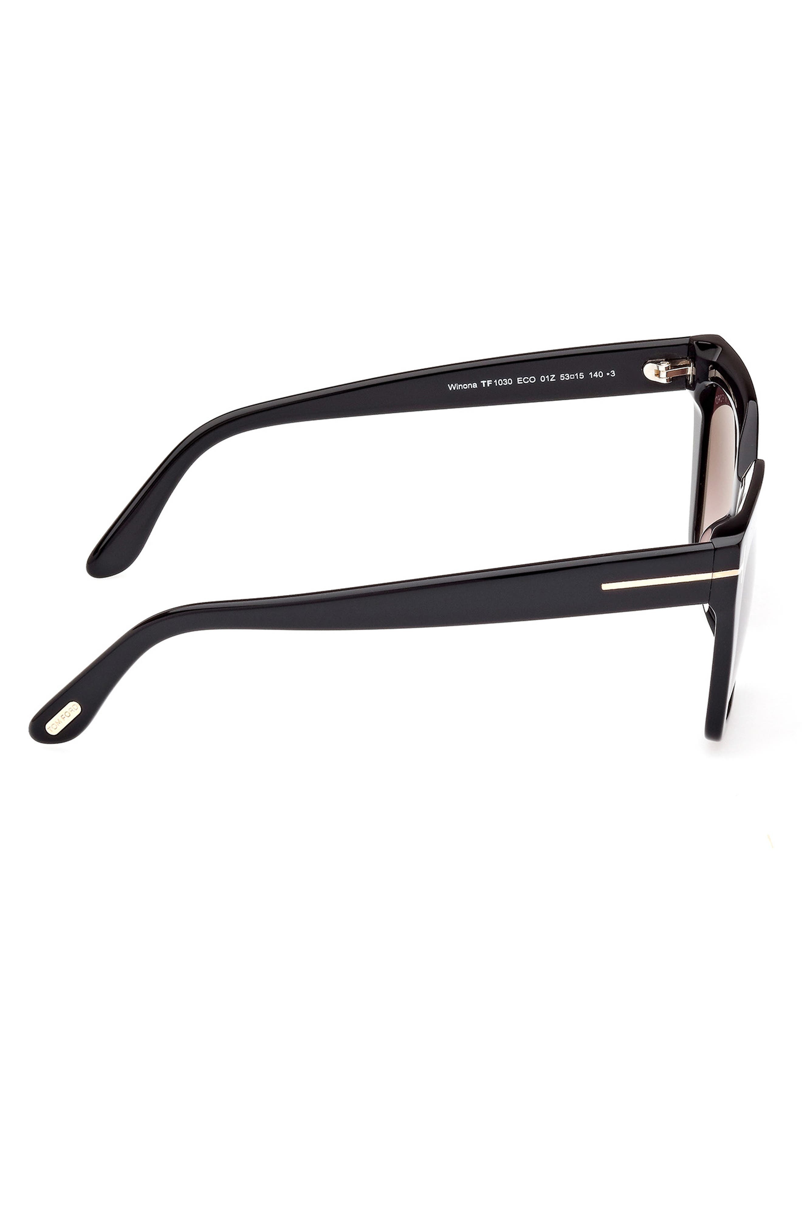 TOM FORD Winona 53mm Gradient Cat Eye Sunglasses in Shiny Black /Gradient Rose at Nordstrom - 3