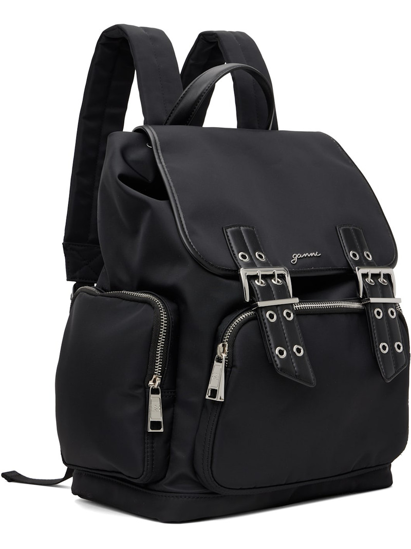 GANNI Black Bucky Nylon Backpack outlook