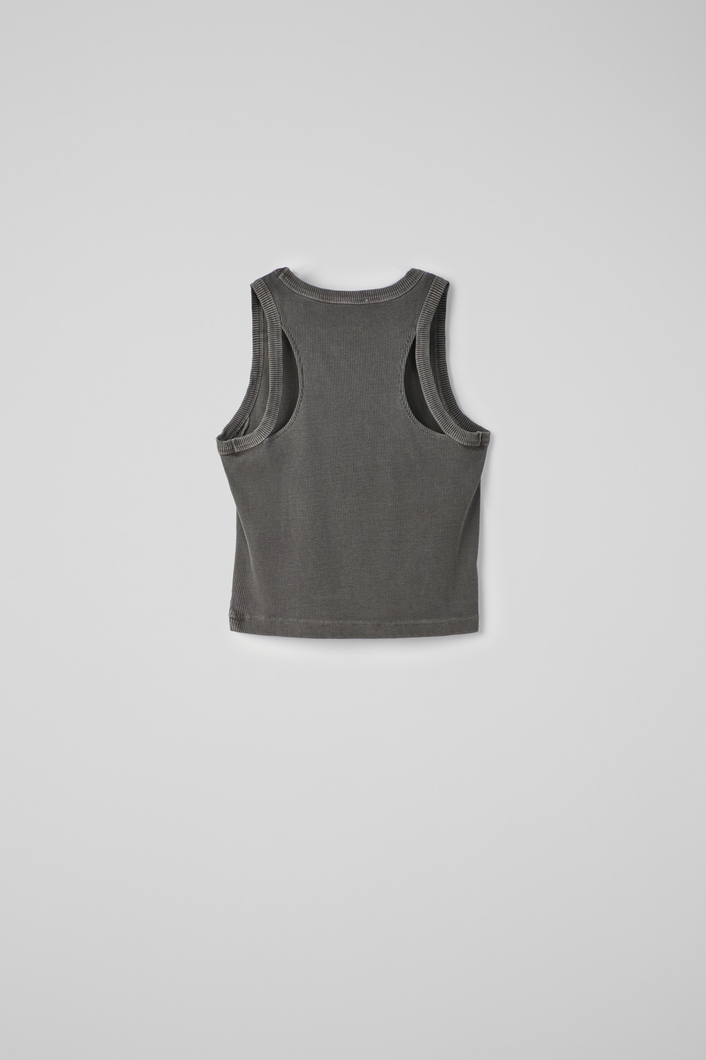 Faded Black Ribbed Tank Top - 4