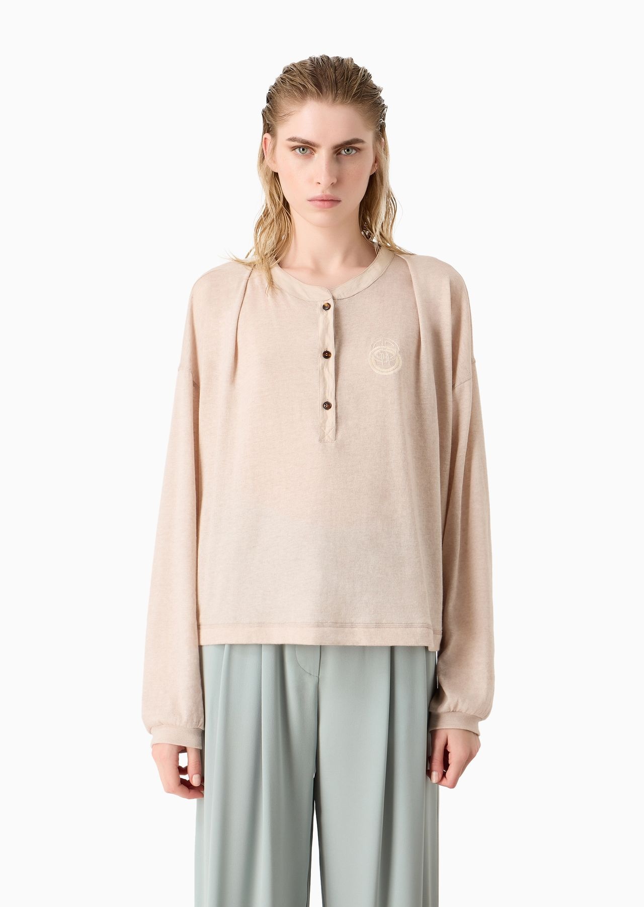 Lightweight cotton-and-cashmere-blend jersey crew-neck jumper - 2