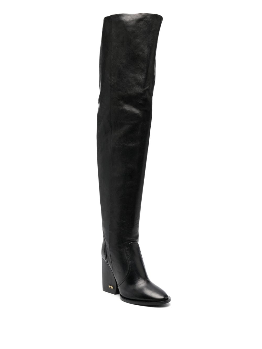 logo-sole 100mm leather knee-high boots - 2