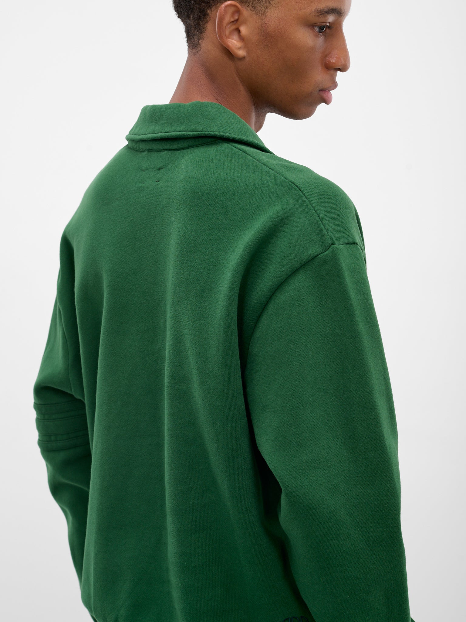 Green Cotton Relaxed Polo Sweatshirt - 5