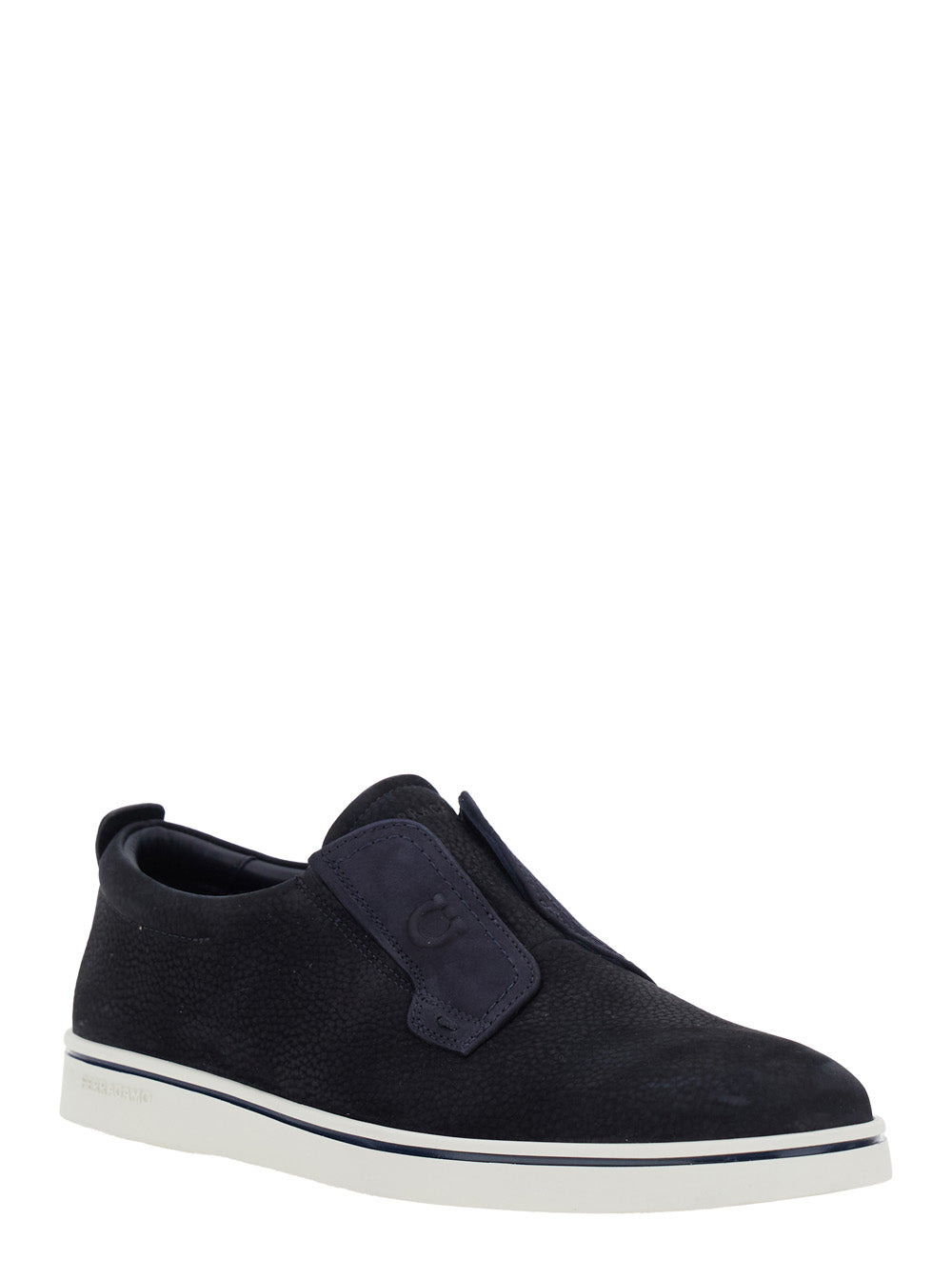 Ferragamo Men 'Alfie' Blue Laceless Oxford Shoes With Round Toe In Grained Leather Man - 2