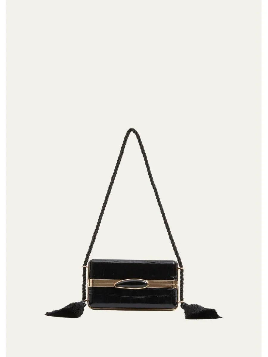 Roma Croc-Embossed Leather Shoulder Bag - 1