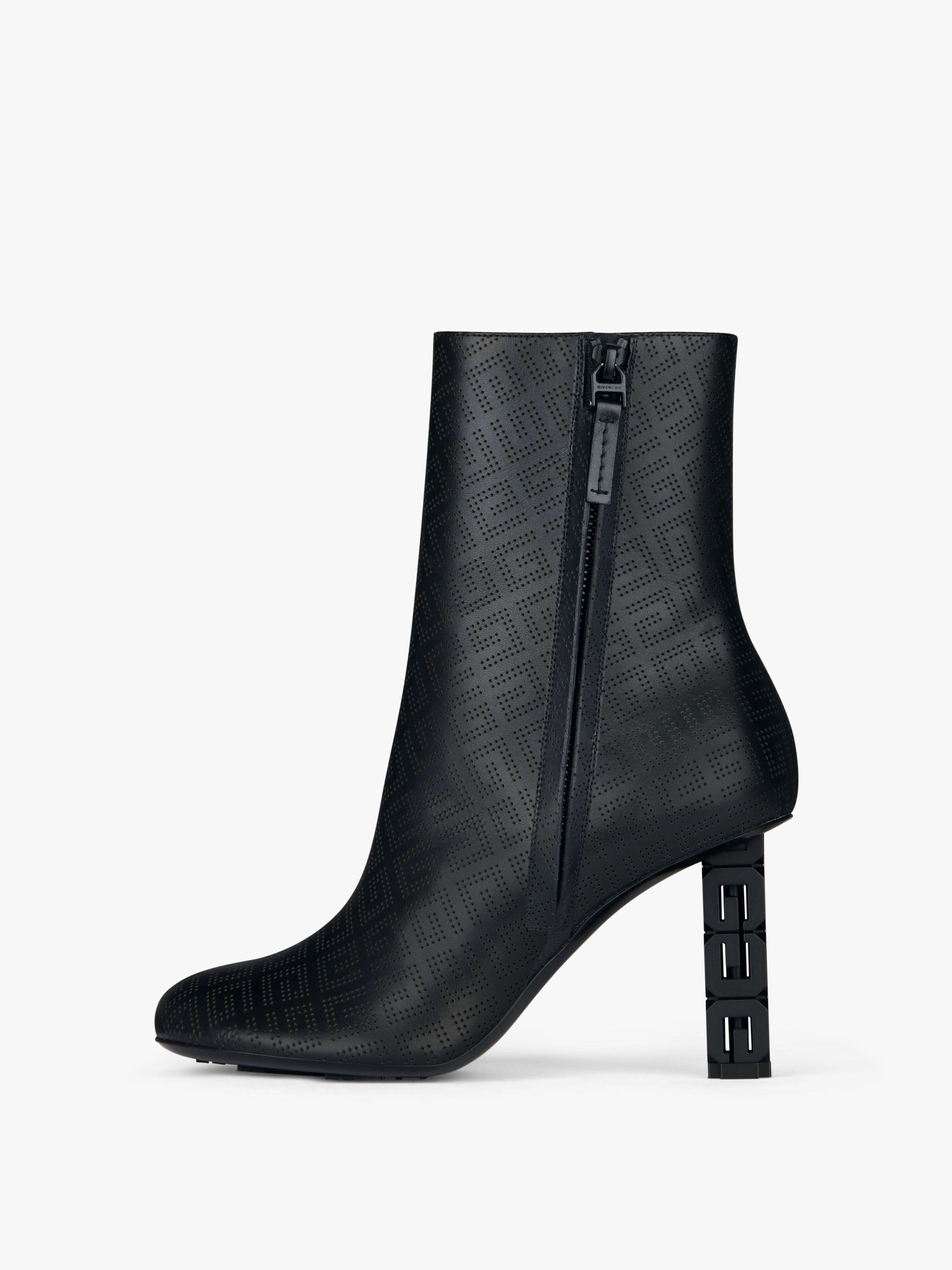 BOOTS IN PERFORATED LEATHER WITH G CUBE HEEL - 3