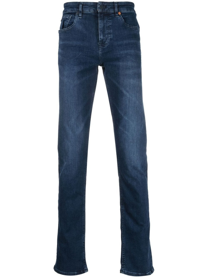 mid-wash logo-patch jeans 1