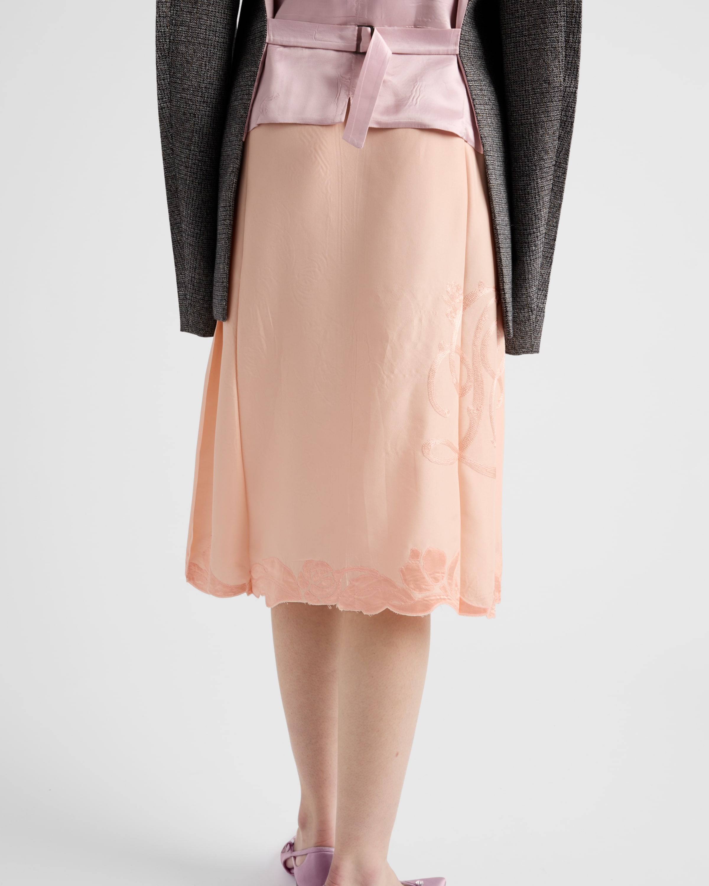 Embroidered habutai silk skirt - 5