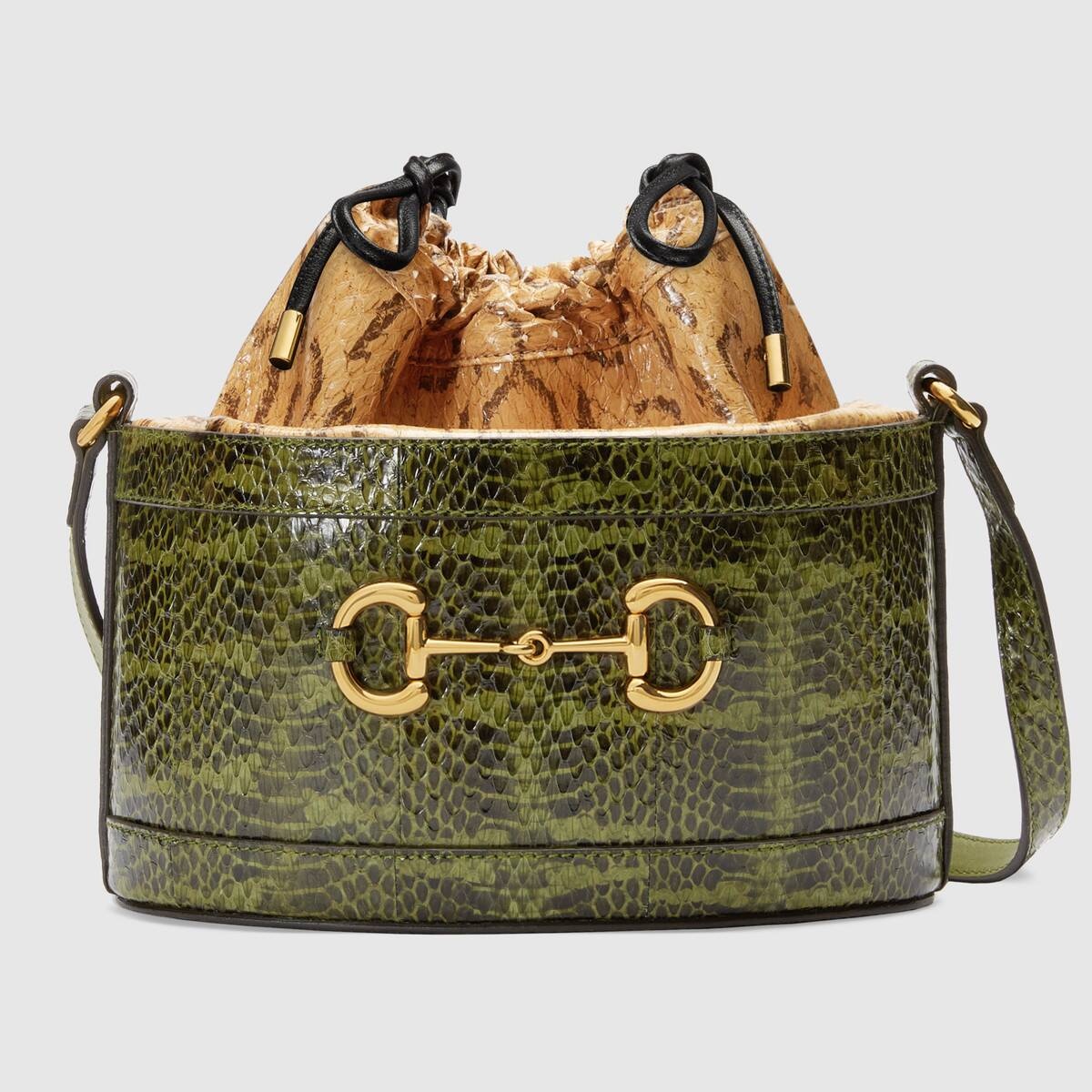 Gucci Horsebit 1955 snakeskin bucket bag - 1