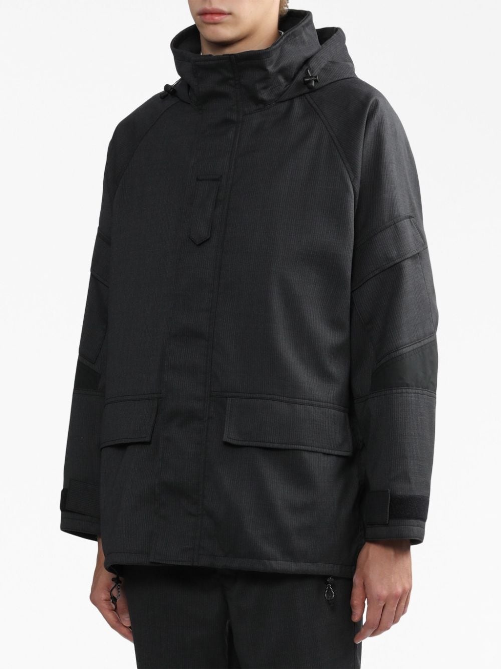 funnel-neck drawstring hooded jacket - 3