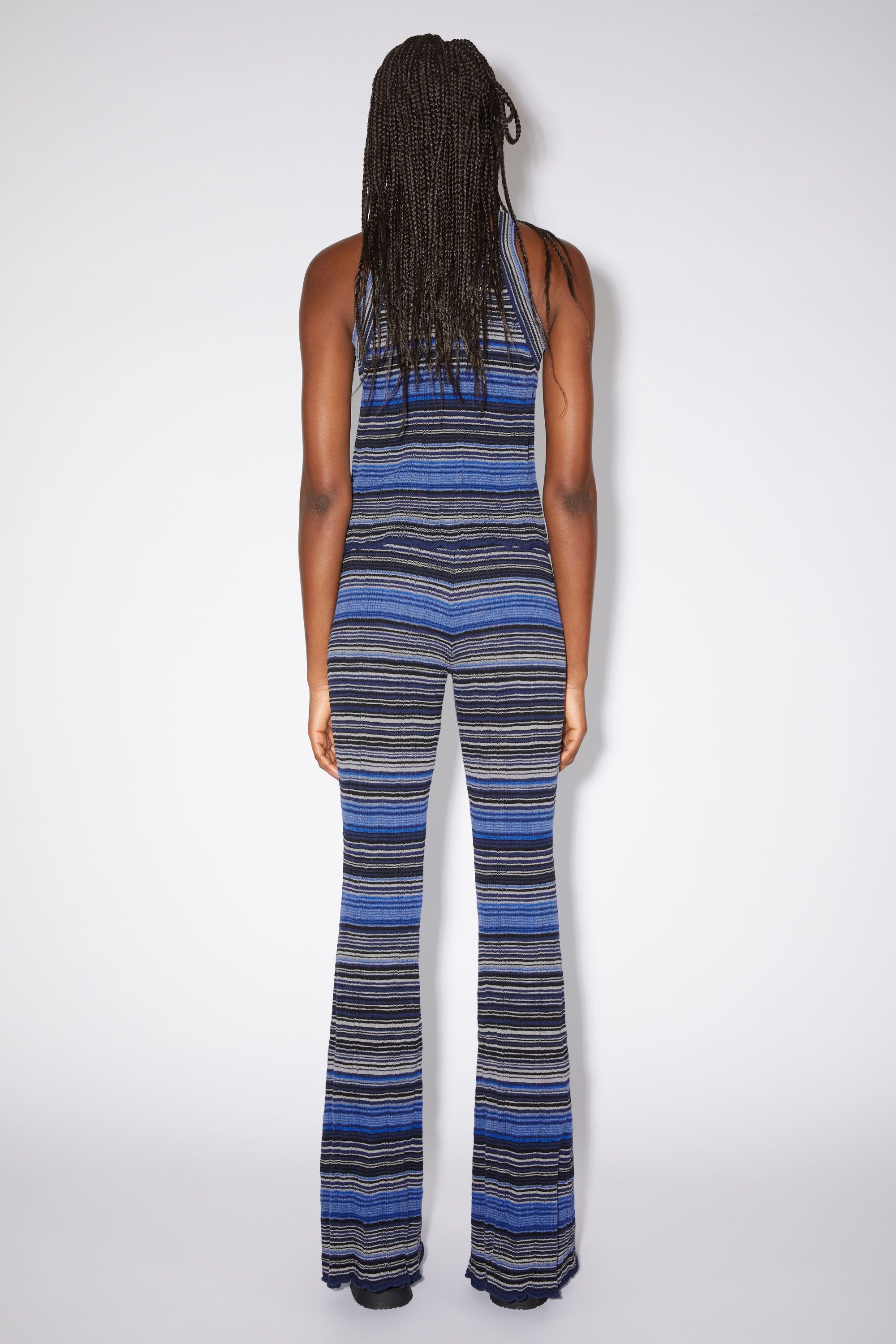 Ribbed flared trousers - Dark blue/multi - 3