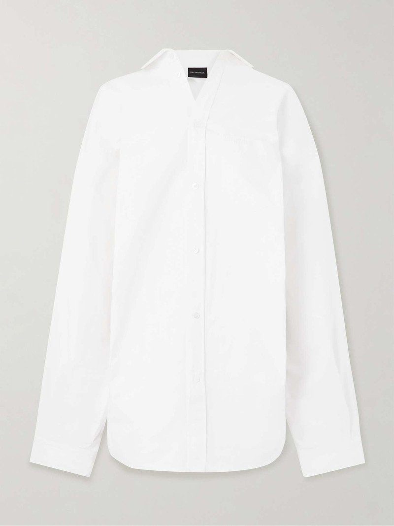 Oversized embroidered cotton-poplin shirt - 1